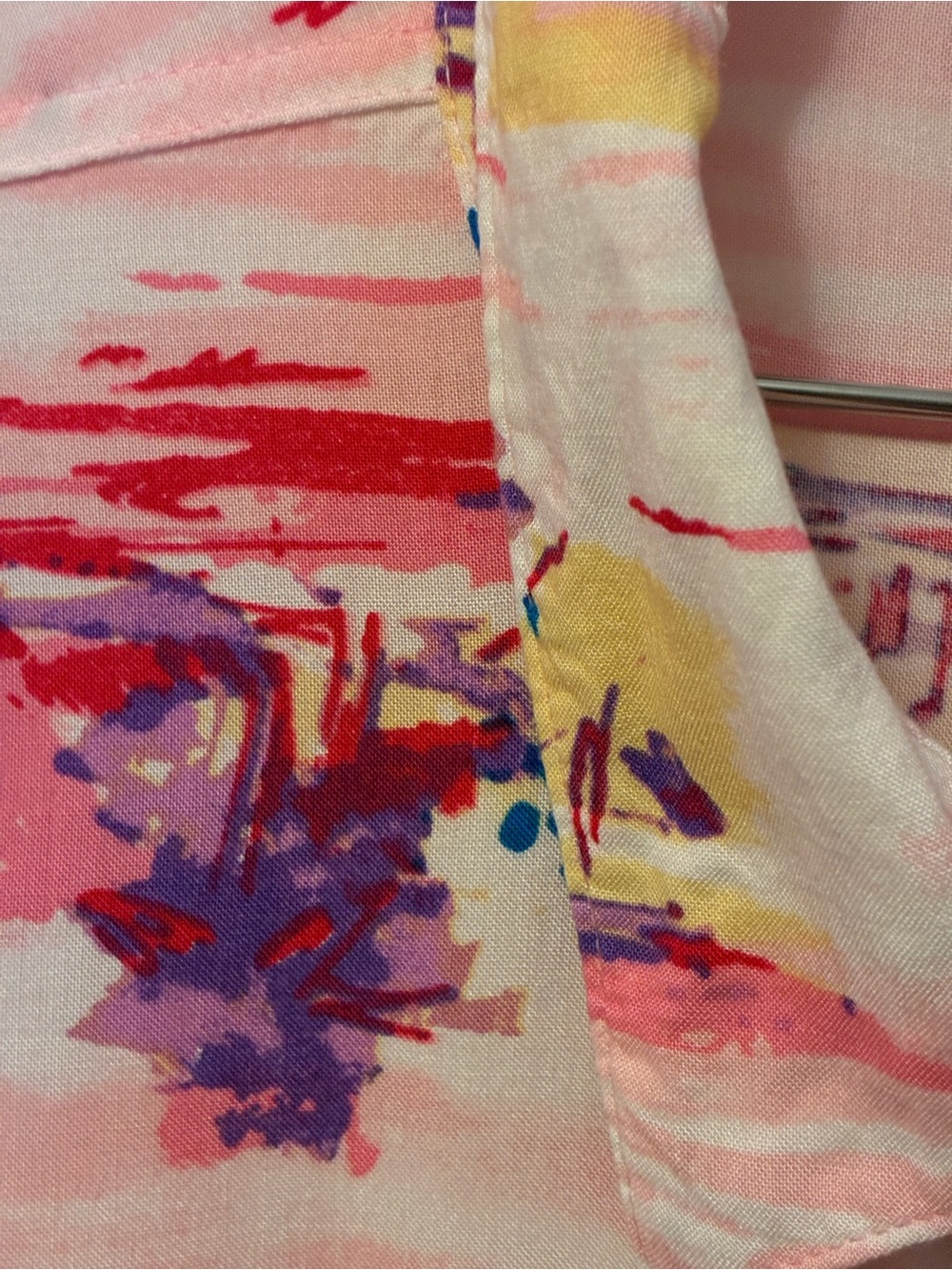 Basic Editions Pink Abstract Short-Sleeve Button-Up - Picture 5 of 6